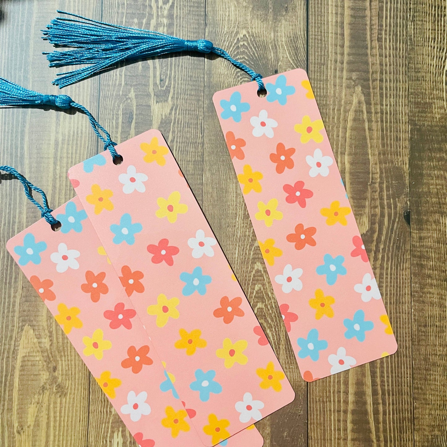 Bookmark With Tassel Bright Pink Floral