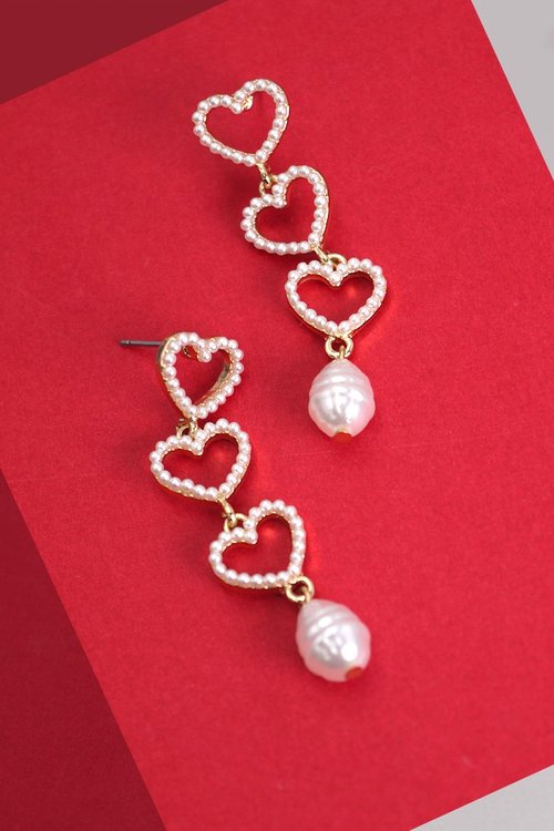 Pearl Heart Earrings