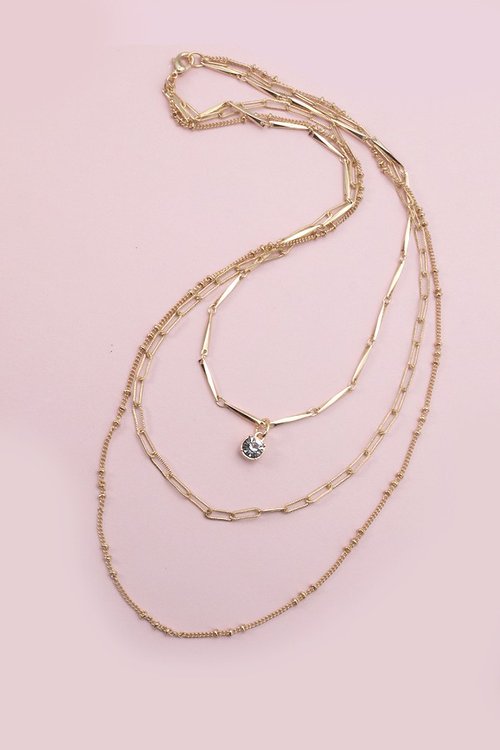 Rhinestone Layered Necklace