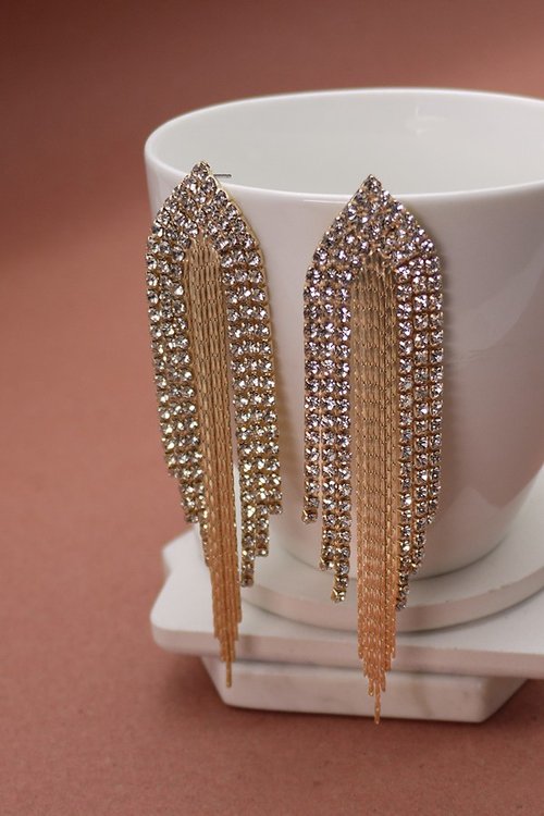 Rhinestone Fringe Earrings