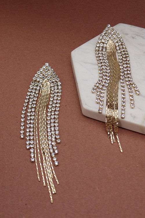 Rhinestone Fringe Earrings