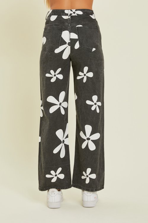 Black Floral Pants