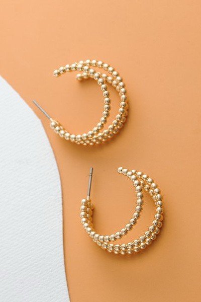 Tri-Row Ball Hoop Earrings