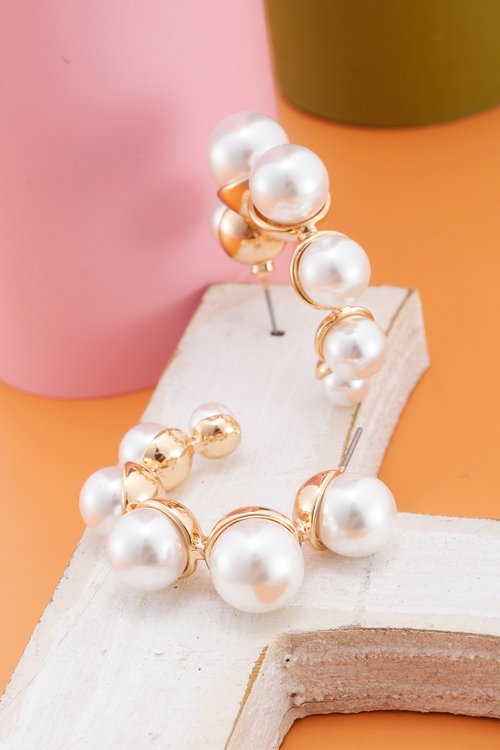 Bold Pearl Hoop Earrings