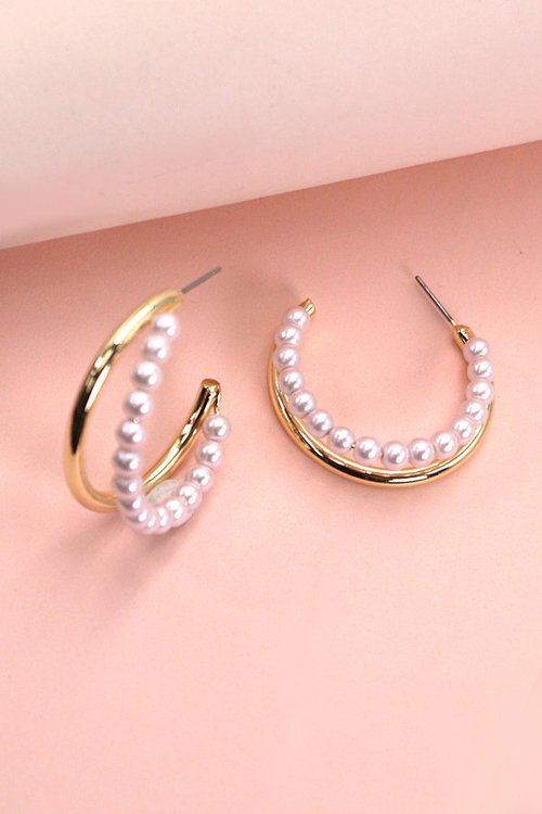 Pearl Double Hoop Earrings