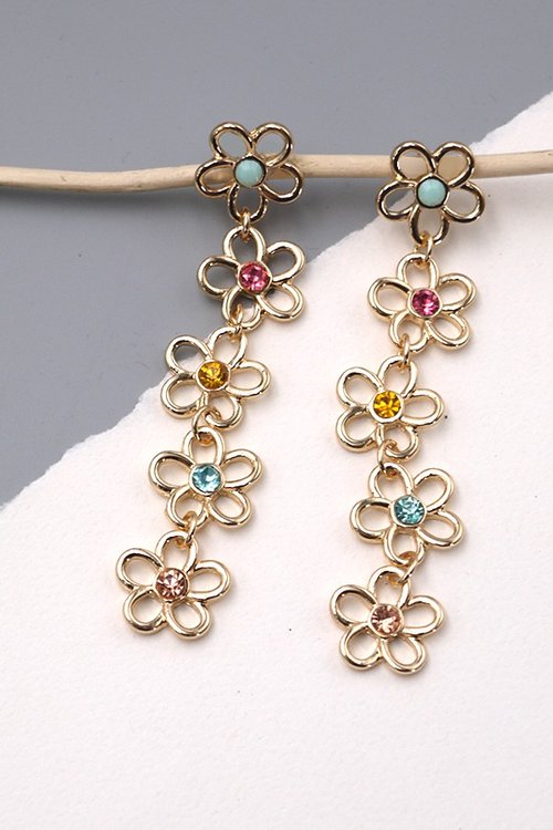 Gold Flower Drop Earrings