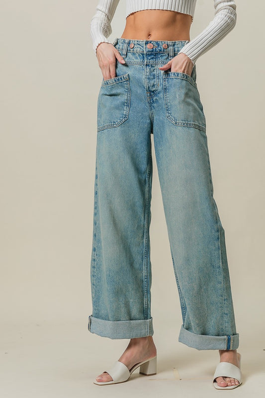 Vintage Washed Patch Jeans