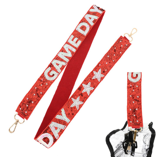 Game Day Beaded Bag Strap - Red