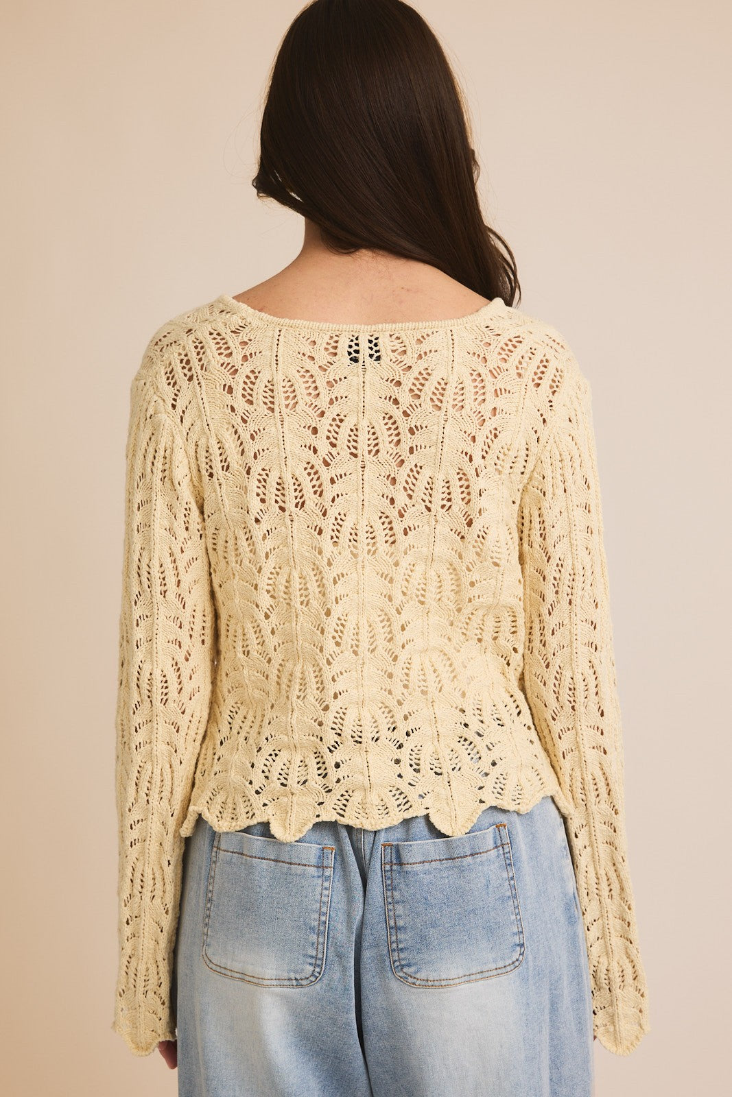 Cream Open Knit Cardigan