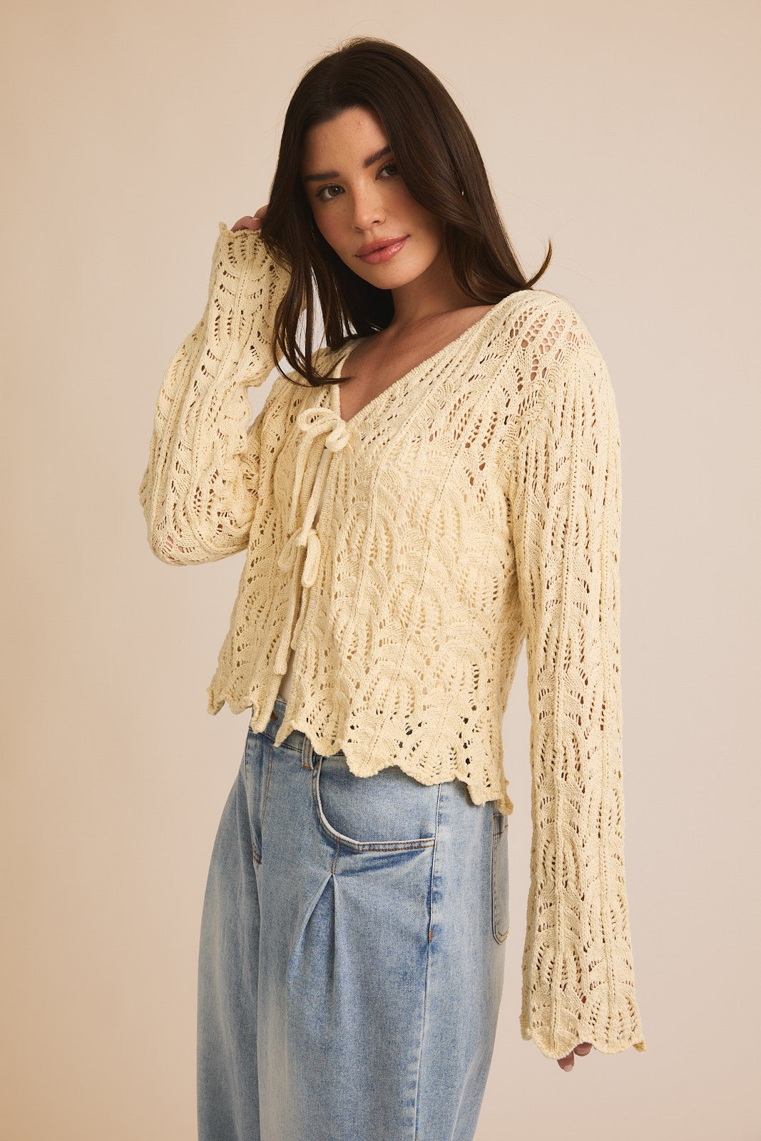 Cream Open Knit Cardigan