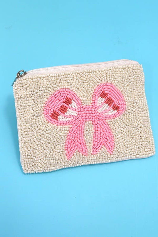 Bow Ribbon Beaded Pouch