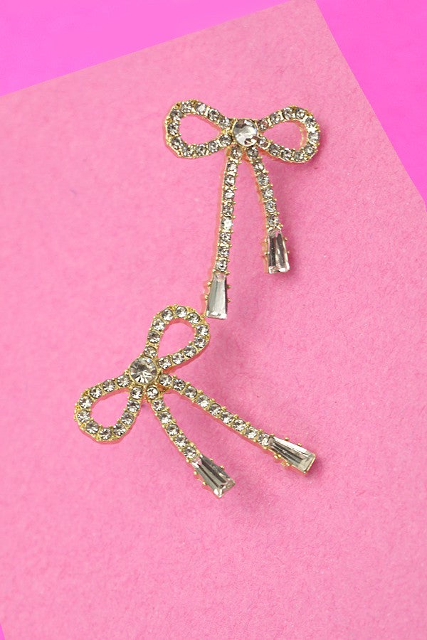 Rhinestone Bow Stud Earrings