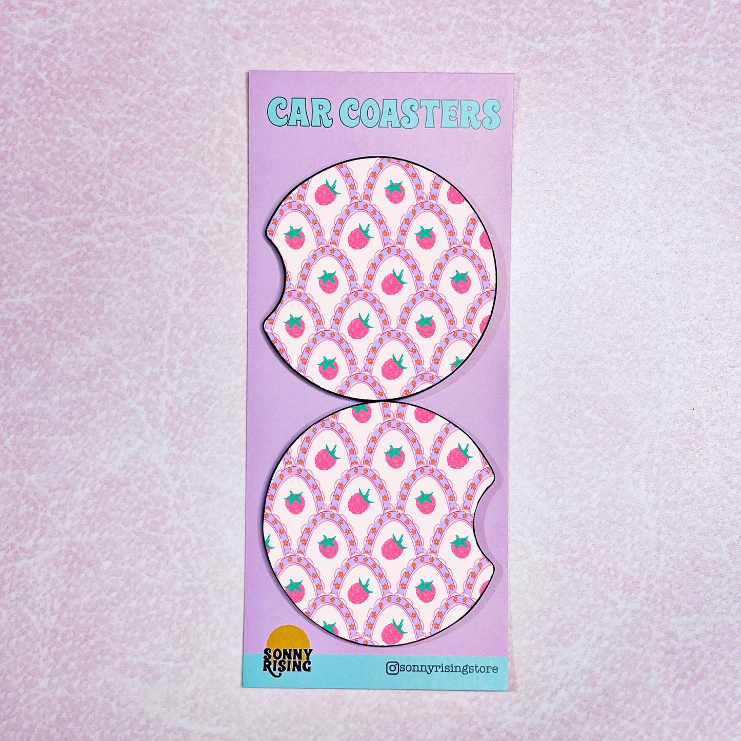 Car Coasters - Coquette Pink Berries