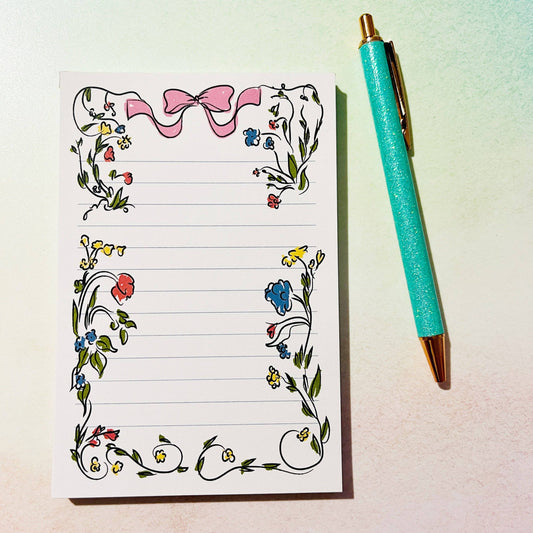 Floral Bow Border Notepad