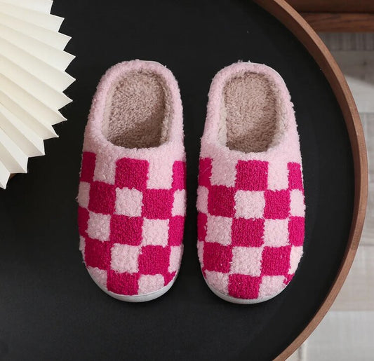 Pink Checkered Slippers