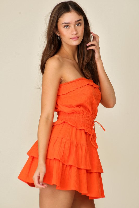 Gauze Game Day Dress - Orange