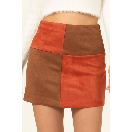 Autumn Colorblock Mini Skirt