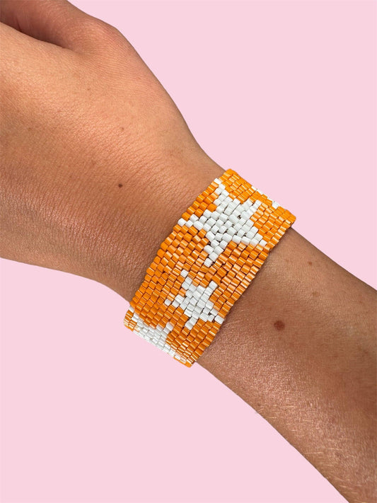 Beaded Star Game Day Bracelet - Orange