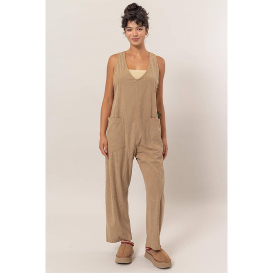 Taupe Corduroy Jumpsuit