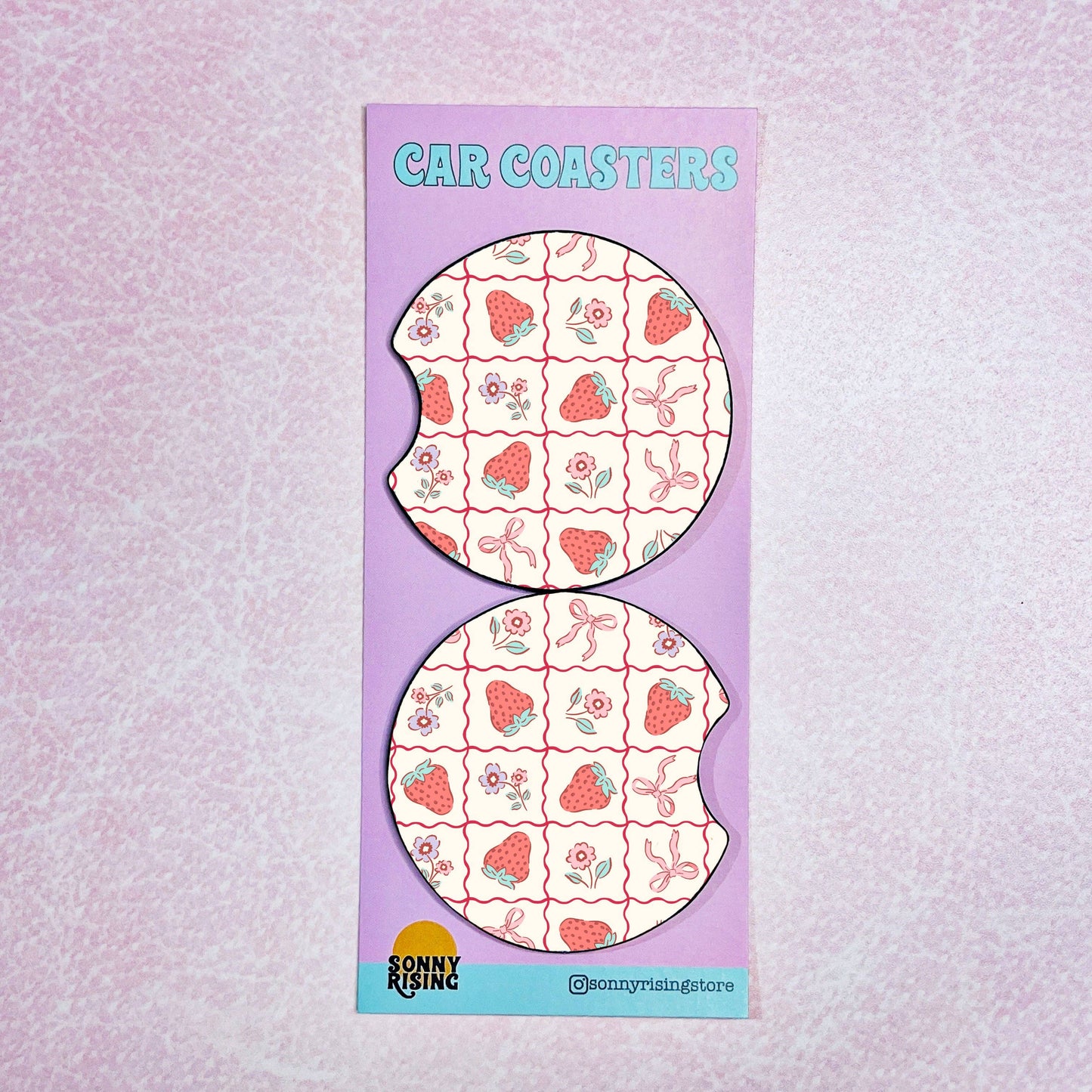 Car Coasters - Strawberry Squares