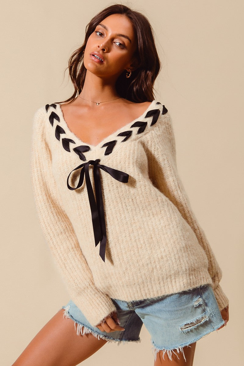 Braided Ribbon Sweater