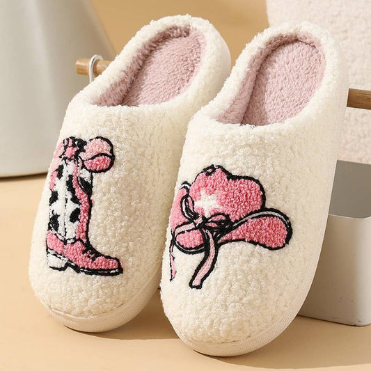 Pink Western Slippers