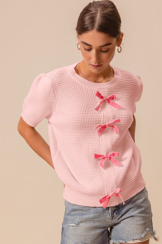 Beautiful Bow Knit Sweater - Pink