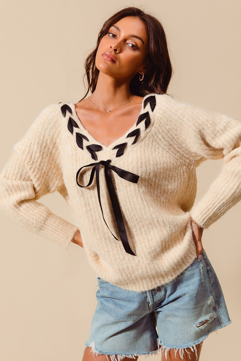 Braided Ribbon Sweater