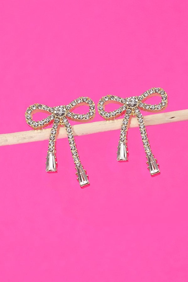 Rhinestone Bow Stud Earrings