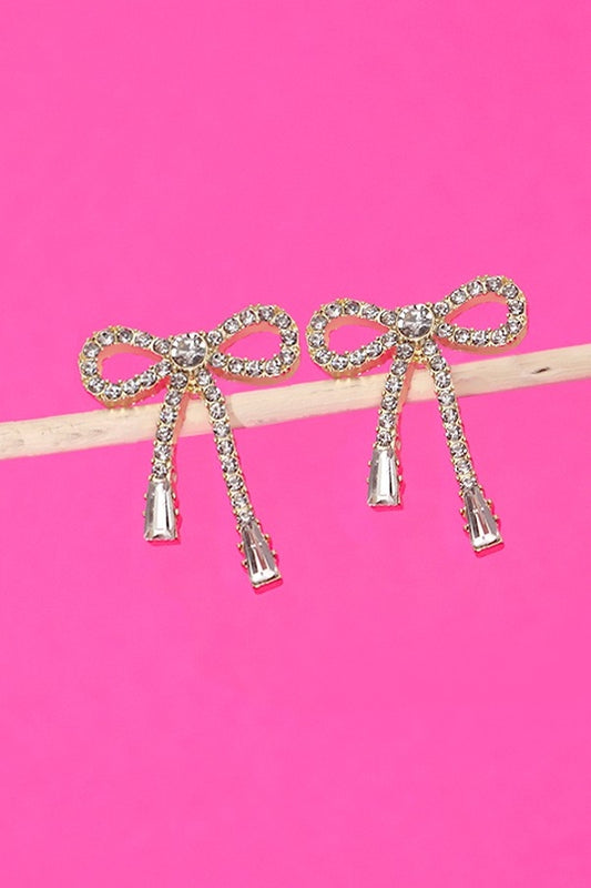 Rhinestone Bow Stud Earrings