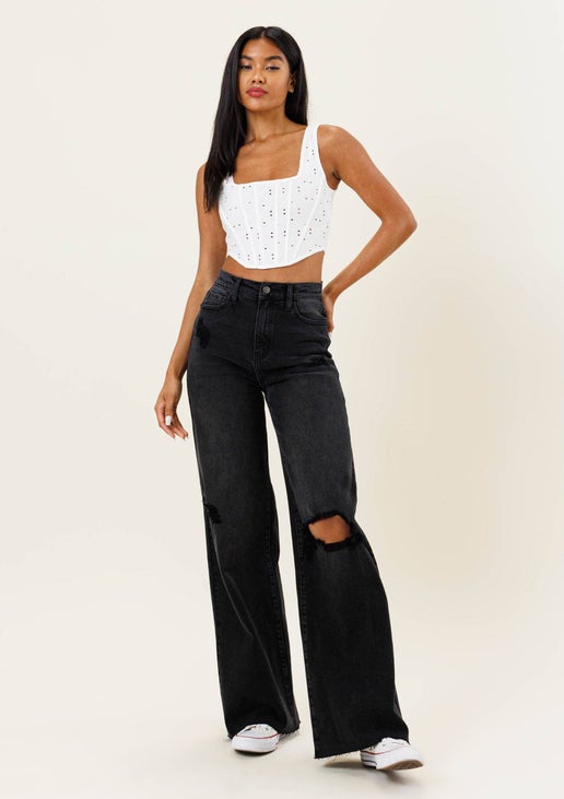 90's Baby Wide Black Jeans