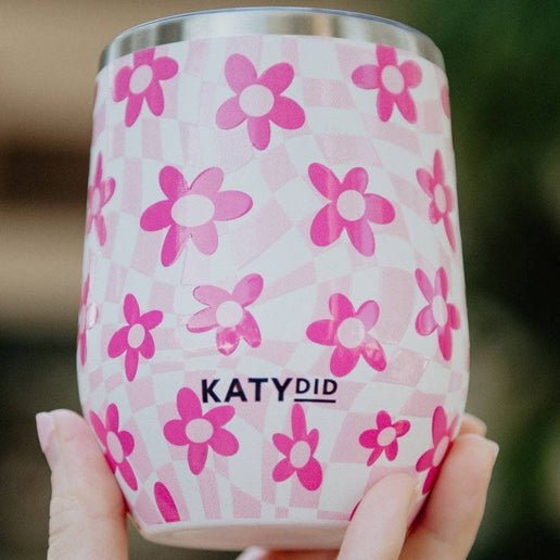 Groovy Pink Flower Tumbler Cup