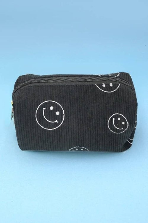 SMILEY MAKEUP BAG - Black