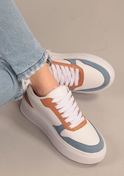 Blue & Tan Sneakers