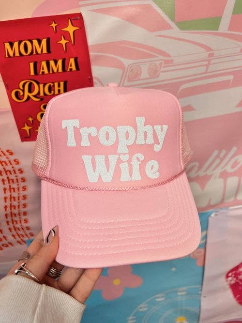 Trophy Wife Trucker Hat - Baby Pink